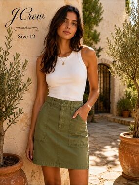 J. Crew Olive Green Utility Mini Skirt